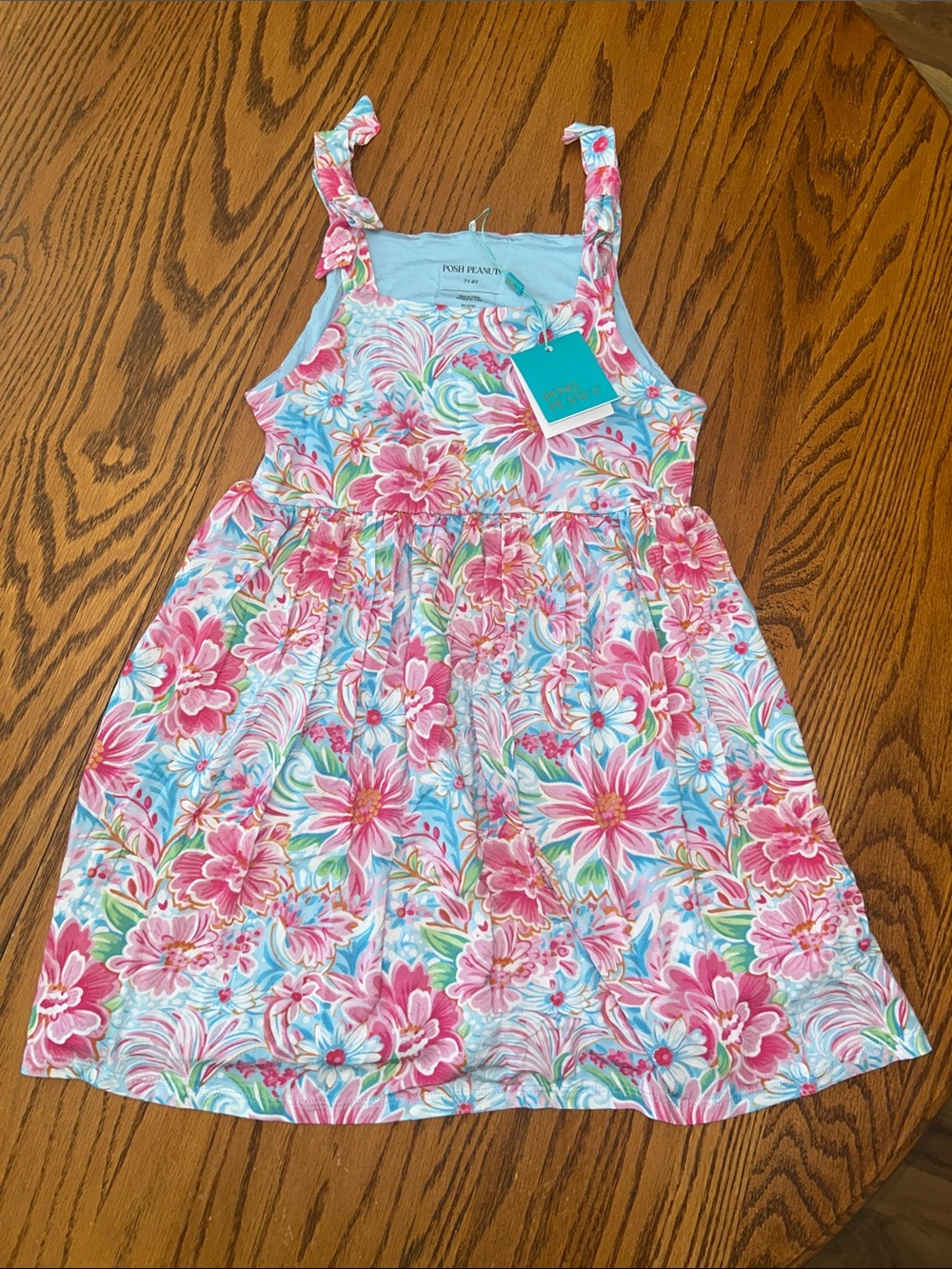 Posh Peanut Pink and Blue Floral Tank Dress - NWT - 7/8